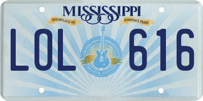 MS license plate LOL616