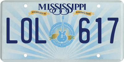 MS license plate LOL617