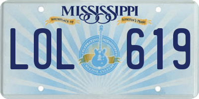MS license plate LOL619