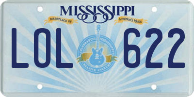 MS license plate LOL622