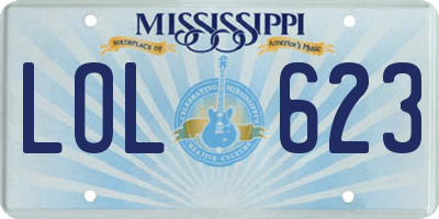 MS license plate LOL623