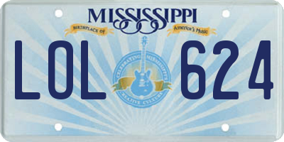 MS license plate LOL624