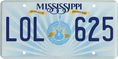 MS license plate LOL625