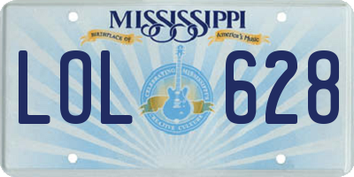 MS license plate LOL628