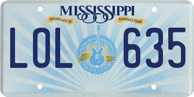 MS license plate LOL635