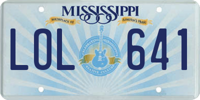 MS license plate LOL641