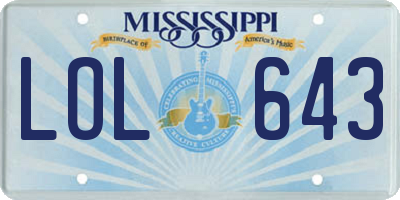 MS license plate LOL643