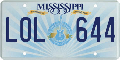 MS license plate LOL644