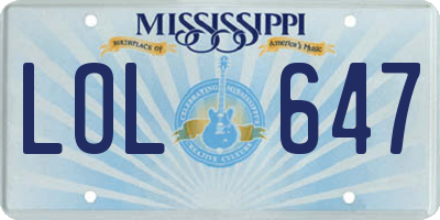 MS license plate LOL647