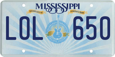MS license plate LOL650