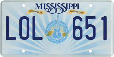 MS license plate LOL651