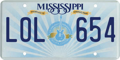 MS license plate LOL654