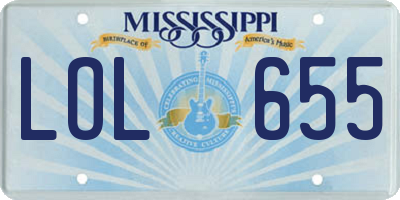 MS license plate LOL655
