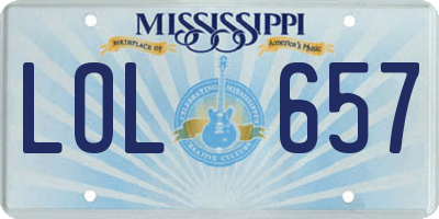 MS license plate LOL657