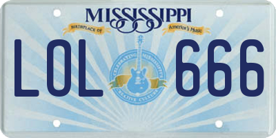 MS license plate LOL666
