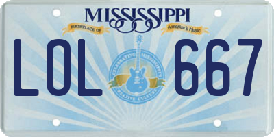 MS license plate LOL667