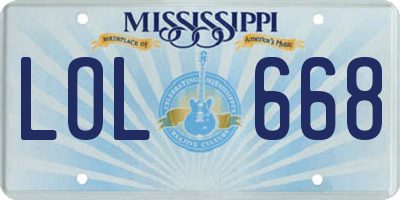MS license plate LOL668