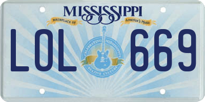 MS license plate LOL669