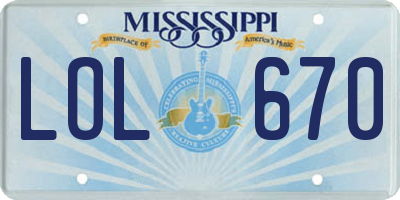 MS license plate LOL670