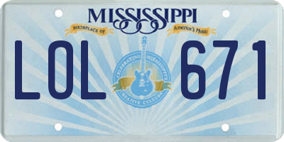 MS license plate LOL671
