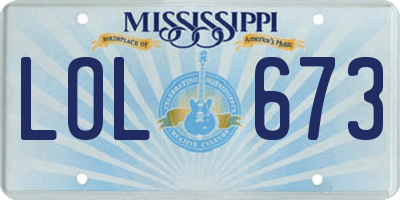 MS license plate LOL673