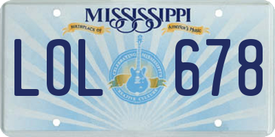 MS license plate LOL678