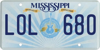 MS license plate LOL680