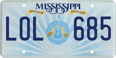 MS license plate LOL685