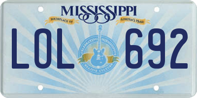 MS license plate LOL692