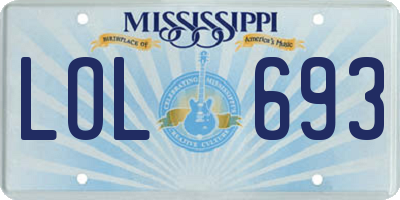 MS license plate LOL693