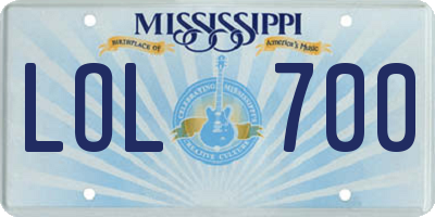 MS license plate LOL700
