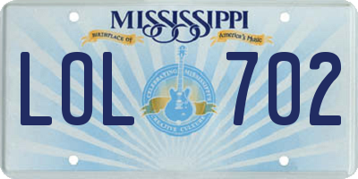 MS license plate LOL702