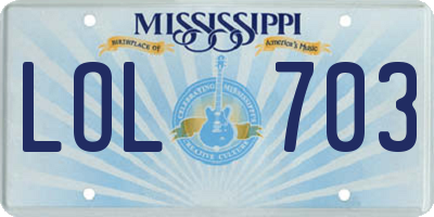 MS license plate LOL703