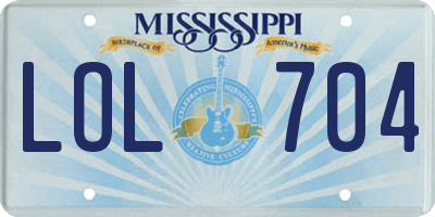 MS license plate LOL704