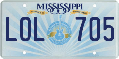 MS license plate LOL705