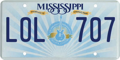 MS license plate LOL707