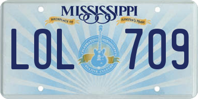 MS license plate LOL709