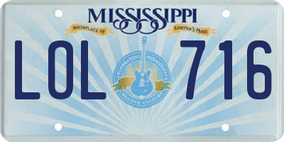 MS license plate LOL716