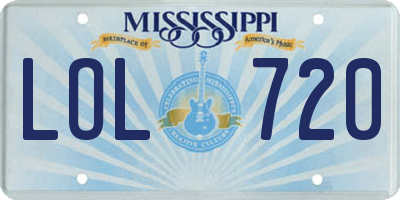 MS license plate LOL720