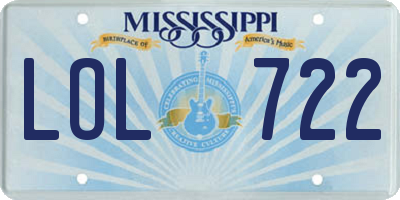 MS license plate LOL722