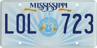 MS license plate LOL723
