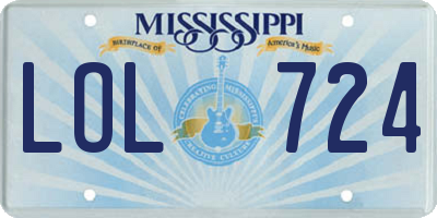 MS license plate LOL724