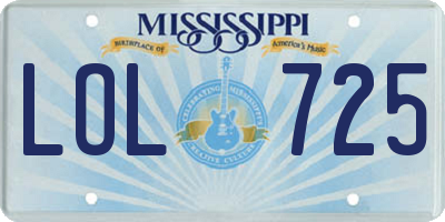MS license plate LOL725