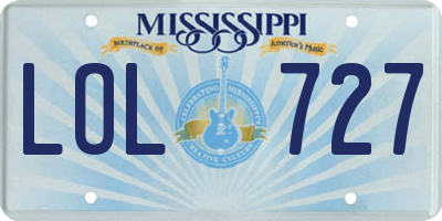MS license plate LOL727