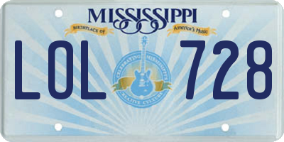 MS license plate LOL728