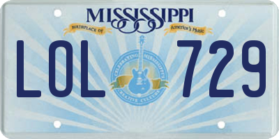 MS license plate LOL729