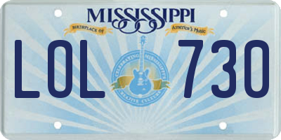MS license plate LOL730
