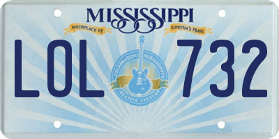 MS license plate LOL732