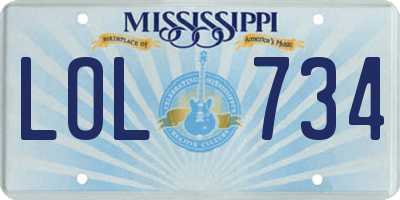 MS license plate LOL734