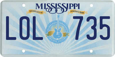 MS license plate LOL735